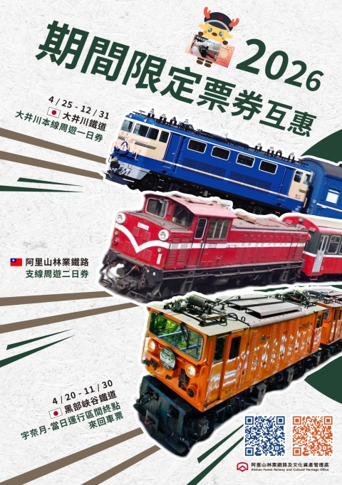 從阿里山林鐵延伸日本鐵道之旅!期間限定票券互惠登場